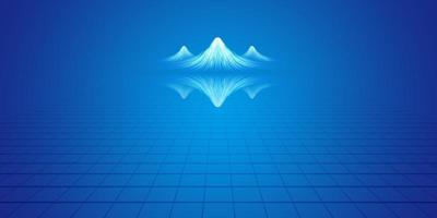 techno pontos convergir para Formato Nevado montanhas com reflexões em uma azul fundo foto