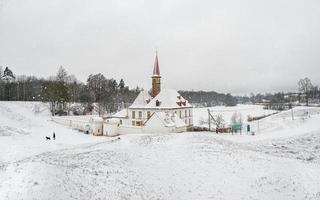 branco Nevado panorama com velho maltês Palácio dentro lindo natural panorama. foto