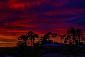 colorida pôr do sol em a espanhol ilha do vovó canaria dentro a maspalomas dunas foto