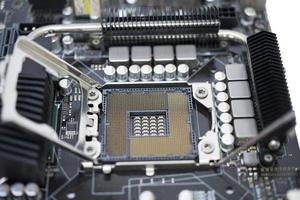 soquete de tecnologia lga 1366 para cpu em um computador de placa-mãe com chipset foto