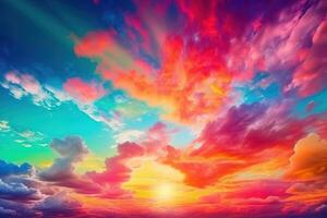 colorida aguarela pôr do sol céu generativo ai foto