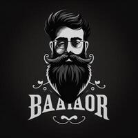 uma simples logotipo barba homem em Preto fundo generativo ai foto