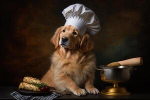 dourado retriever classicamente treinado chefe de cozinha cachorro generativo ai foto