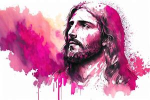 luz Viva magenta Jesus Cristo aguarela foto