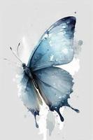 lindo luz azul borboleta aguarela foto
