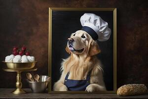 dourado retriever classicamente treinado chefe de cozinha imagem generativo ai foto