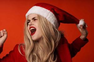 emocional mulher santa chapéu Natal feriado luxo foto
