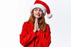 bonita mulher dentro santa traje Natal posando fechar-se modelo foto