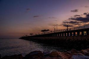 eu pôr do sol panorama do alicante Espanha com cais foto