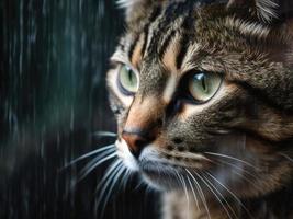 gato retrato com verde olhos foto