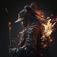 ilustração samurai Guerreiro com espada fez com generativo ai foto