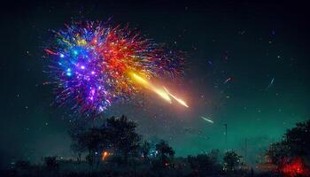 espumante cor fogos de artifício. ai gerado foto