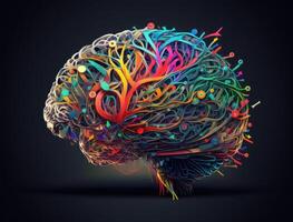 colorida cérebro fundo criada com generativo ai tecnologia foto