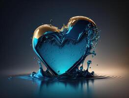 coração fez de azul transparente água fundo criada com generativo ai tecnologia foto