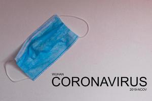 texto frase coronavírus em uma cinzento fundo com protetora máscaras. romance coronavírus 2019-nCoV, mers-cov meio leste respiratório síndrome coronavírus. foto