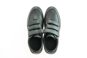 lindos sapatos de couro preto foto