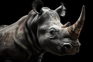 rinoceronte em uma Sombrio fundo foto