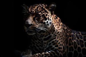 leopardo em Sombrio fundo foto