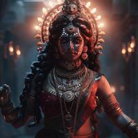 uma lindo kali mata retrato famoso hindu deusa generativo ai foto