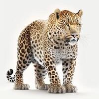 leopardo hiper realista foto em branco fundo generativo ai