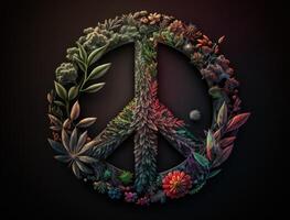 Paz símbolo fez de floral elementos criada com generativo ai tecnologia foto