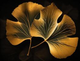 ginkgo biloba dourado folhas Sombrio fundo criada com generativo ai tecnologia foto