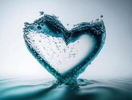 coração fez de azul transparente água fundo criada com generativo ai tecnologia foto