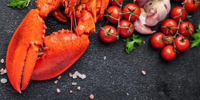 fresco lagosta frutos do mar produtos refeição Comida lanche em a mesa cópia de espaço Comida fundo rústico topo Visão foto