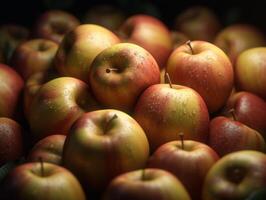 lindo orgânico fundo do recentemente escolhido maçãs criada com generativo ai tecnologia foto
