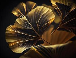 ginkgo biloba dourado folhas Sombrio fundo criada com generativo ai tecnologia foto