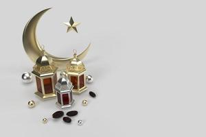 Ramadã kareem 3d pódio etapa islâmico feriado eid celebração render foto