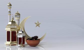 Ramadã kareem 3d pódio etapa islâmico feriado eid celebração render foto