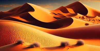 brilhante escaldante Sol dentro a deserto - ai gerado imagem foto