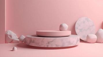 minimalista 3d granito pódio em pastel Rosa fundo para produtos promoção foto