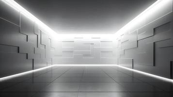 geométrico texturizado branco parede com suave luz chão foto
