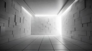 geométrico texturizado branco parede com suave luz chão foto