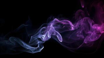 abstrato futurista Sombrio fundo com néon brilho e roxa fumaça foto