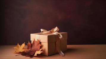 outono colori kraft presente caixa com dourado fita foto