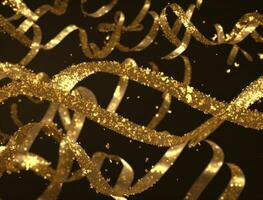 brilhante dourado serpentina em Preto fundo criada com generativo ai tecnologia foto