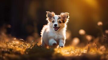 feliz cachorro dentro natureza. generativo ai foto