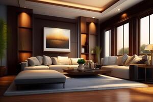 foto lindo confortável acolhedor interior estilo Projeto generativo ai