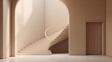 minimalista bege escada. ilustração ai generativo foto