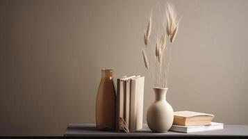 abstrato vaso dentro bege minimalista fundo. ilustração ai generativo foto