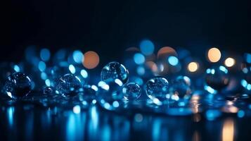 azul bokeh luzes fundo. ilustração ai generativo foto