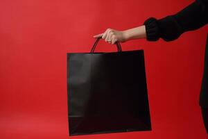 menina com em branco compras bolsa. ilustração ai generativo foto