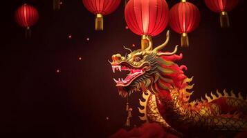 chinês Novo ano fundo com Dragão. ilustração ai generativo foto