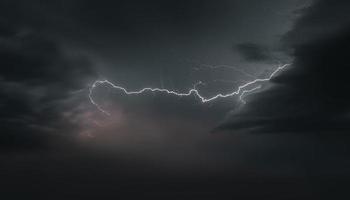 relâmpago trovoada instantâneo sobre a noite céu. conceito em tema clima, cataclismos foto