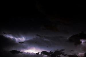 relâmpago trovoada instantâneo sobre a noite céu. conceito em tema clima, cataclismos foto