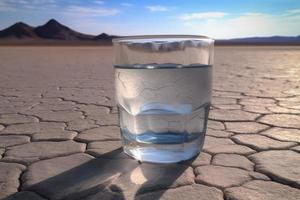 frio água vidro dentro deserto. gerar ai foto