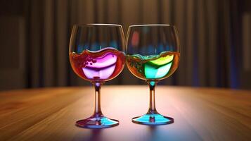 dois óculos do vermelho vinho ai gerado foto